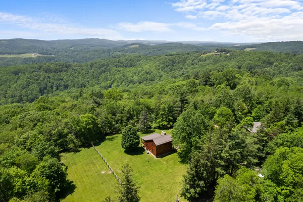 Aerial property overview drone photography mountain real estate