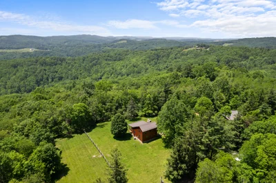 Aerial drone shot of vacation rental property