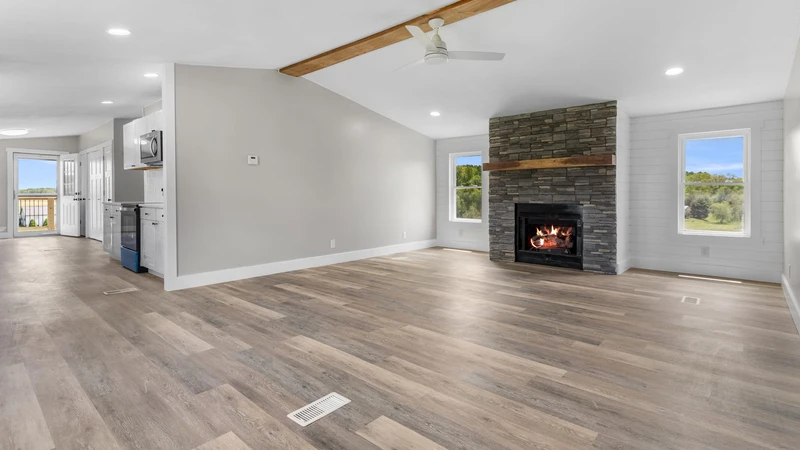 Professional real estate photography showing proper staging and lighting in a living room