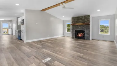 Professional real estate photography showing proper staging and lighting in a living room